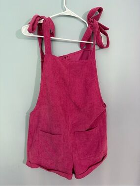 Amazon Magenta Corduroy Tie-Shoulder Romper